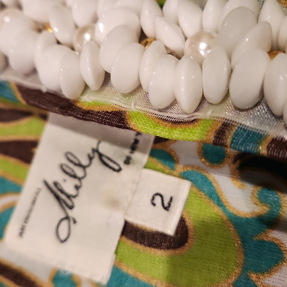 ❤️ NWOT! MILLY BEADED GREEN GOLD BROWN A-LINE DRESS, 2 - Picture 6 of 16